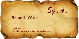 Szopri Alex névjegykártya